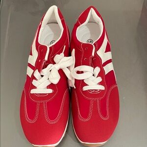 Red and White Sneakers